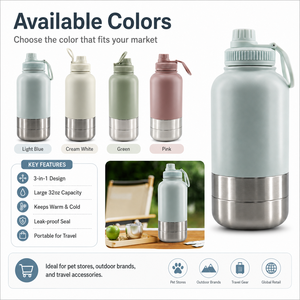 <span class=keywords><strong>AVA</strong></span> – Nouveau Set de Gamelles de Voyage Portables 3-en-1 en Acier Inoxydable Étanche avec Logo Personnalisé, 1000 ml, pour Chien, 2 Bols, pour l'Extérieur - Product Image 2