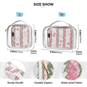 2-PACK Hawaiian Custom Puakenikeni Pink Lei Flower Clear Pvc Make up <b>Bag</b> Transparent Cosmetic <b>Bag</b> for Woman Travel - Product Image 3