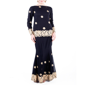 Malaisie nouveau Design O cou manches longues broderie florale Slim Fit sirène <span class=keywords><strong>Baju</strong></span> <span class=keywords><strong>Kurung</strong></span> pour les femmes musulmanes - Product Image 1