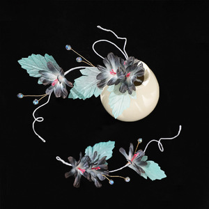 Original design, handmade, antique style, dark silk flower Hanfu headdress, soft hairpin, Hanfu makeup and <b>hair</b> <b>accessories</b> - Product Image 2