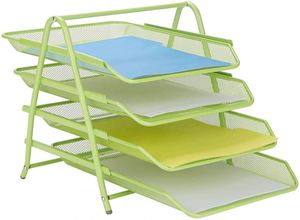 Mesh Metal Desk Organiser 4 Tier <b>File</b> Rack Letter Tray A4 Papers Documents Holder Desk Organizer - Product Image 3