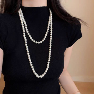 Shijia Pearl <b>Necklace</b> <b>Long</b> Imitation Pearl Multi Layer U Shape Fashion Sweater Chain For Women Autumn Winter Clothing Pendant - Product Image 1