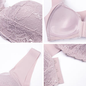 Soutien-gorge sans fil sexy à fermeture avant pour femmes, respirant, en dentelle unie, push-up, sans couture, grandes tailles du M au 5XL - Product Image 5