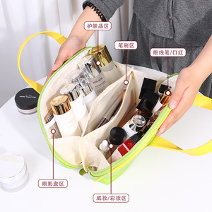 Nianduoduo Cosmetic Bag Large Capacity Portable Travel <b>Makeup</b> <b>Case</b> Solid Color Soft Handle Waterproof Storage Bag - Product Image 3