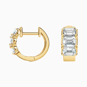 Minimalist 14K <b>Gold</b> Filled Anti Tarnish Jewelry Emerald Cut VVS GRA Moissanite <b>small</b> delicate <b>Hoop</b> earrings for office - Product Image 6
