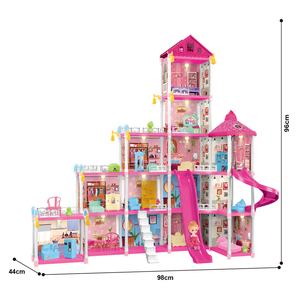 Tout-petits luxe Villa château jouets 314 pièces bricolage semblant filles rose maison <span class=keywords><strong>de</strong></span> poupée meubles accessoires 5 étages 15 chambres jouet avec lumière - Product Image 6