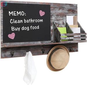 JUNJI — porte-Mail et manteau en bois, décoration murale, étagère d'organisation d'entrée de la ferme avec craie et craie - Product Image 4
