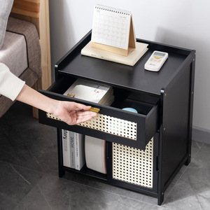 Modern Minimalist Nightstand Wood Top 3 Drawer Storage Bedroom Furniture - Product Image 2