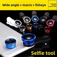 Factory Wholesale 3-in-1 Fisheye Wide-Angle Macro Phone Lens Magnifier 180 Fisheye and Macro Selfie Kit