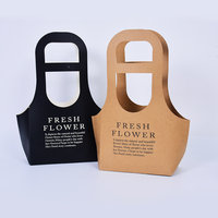 Sacs à fleurs pliables en papier kraft en gros, emballage de fleurs pour fleuristes, sacs à main élégants pour bouquets cadeaux