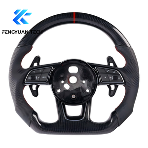 Volante Sportivo in Fibra di Carbonio con Display LED e Leve del Cambio per <span class=keywords><strong>Audi</strong></span> RS4 A6 A7 S6 <span class=keywords><strong>RS6</strong></span> S7 RS7 A3 A4 A5 (Rosso 2017-2024) - Product Image 2