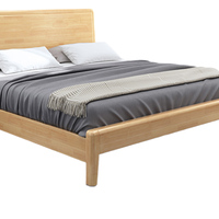 Ensemble de lit king size en bois massif de style moderne du milieu du siècle avec tables de chevet pour chambre à coucher, hôtel et appartement, design convertible