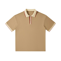 T-shirt Homme Rétro Col V Tricoté Lourd 240 Grammes à Contraste, Manches Courtes Printemps-Été, Tendance, Formel, Ample, Imprimé