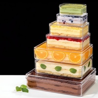 Conteneur Tiranisu grand format pour gâteau mousse, boîte en plastique pour l'emballage alimentaire avec couvercle, boîte transparente pour tiramisu, commande en gros