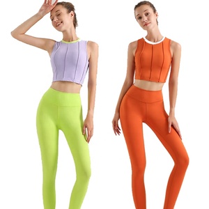 Di alta qualità su misura per giovani ragazze reggiseno sportivo elastico di moda reggiseno sportivo Sexy gambali da palestra gilet e pantaloni da Yoga Set - Product Image 1