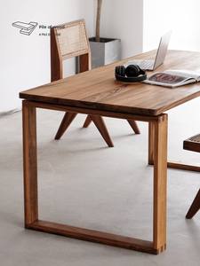 Table à manger rectangulaire en teck africain massif, style nordique, pour petit appartement, meubles de salle à manger - Product Image 3