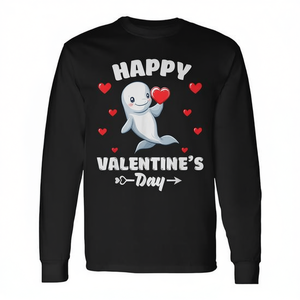 Camiseta de manga larga con diseño de ballena Beluga, diseño de corazones para amantes de los animales, Feliz Día de San Valentín - Product Image 2