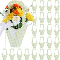 Sacs cadeaux en carton à carreaux vichy avec poignées et ruban |   Sacs d'emballage pour bouquets assortis pour mariages et anniversaires