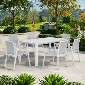 Meubles d'extérieur modernes, table et chaises de salle à manger en aluminium pour patio, utilisation commerciale en toute saison, <span class=keywords><strong>ensemble</strong></span> de jardin pour hôtel, restaurant - Product Image 2