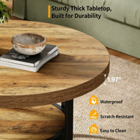 Ensemble de table basse vintage minimaliste en fer forgé et bois massif de style américain avec design personnalisable pour salon et maison d'hôtes
