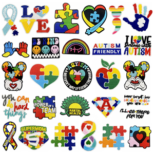 Atacado <span class=keywords><strong>Rainbow</strong></span>-Colored Iron-on Embroidery <span class=keywords><strong>Patches</strong></span> New Autismo Care Tema para Vestuário & Chapéus Material de Tecido New Design Felt - Product Image 1