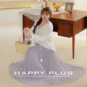 รันฉีกระโปรงแม็กซี่จีบเอวสูง สีม่วงฝันหวาน ไซส์พลัส ผ้าชีฟอง สีพื้น กระโปรงผู้หญิง รุ่น N9165 - Product Image 2