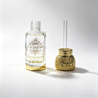 Flacon d'Attar en Verre Octogonal 3ml 6ml 12ml avec Bouchon Doré, Flacon Compte-gouttes pour Huile de Parfum Oud Arabe, Logo Personnalisé pour Achat en Gros