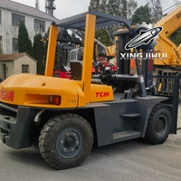 Performa Stabil TCM FD70 Forklift Diesel 7 Ton 4WD Tiang Dua Tingkat Lebar Garpu 150mm Panjang Garpu 1220mm Penggeser Samping Hidrolik