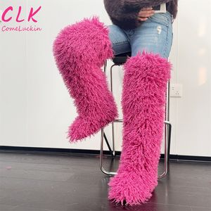 Kadın kış Faux kürk moğol uyluk yüksek çizmeler koyun derisi diz üzerinde çizmeler kar moğol kürk uzun çizmeler için 72 cm - Product Image 3
