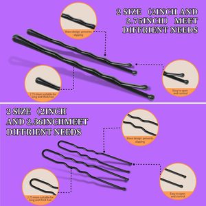 MIO 50 pièces/sac Épingles à cheveux en U noires et dorées en métal, pinces à <span class=keywords><strong>chignon</strong></span>, épingles à cheveux de mode pour salon de <span class=keywords><strong>coiffure</strong></span>, accessoires de <span class=keywords><strong>coiffure</strong></span> de mariée - Product Image 5
