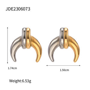 ต่างหูชุดเรขาคณิตแบบตอกลาย ชุบทอง 14K บนสแตนเลสสตีล เครื่องประดับแฟชั่นสำหรับงานปาร์ตี้สุดอินเทรนด์ - Product Image 3