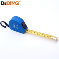 Ruban à mesurer rétractable DeDing avec lame en acier au carbone, retour automatique, verrouillage manuel, coque en plastique, longueurs métriques 3m/5m/10m
