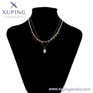 Xuping-collar de cadena doble de acero inoxidable para mujer, cadena de oro de 14K con diseño religioso y piedra de regalo, modelo 00903193 - Product Image 6