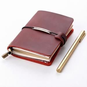 Cubierta de Cuaderno de Cuero Genuino Hecha a Mano con Diseño Cuadrado y Logotipo Personalizado al por Mayor para Diario de Viaje - Product Image 1