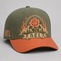 Casquette de baseball personnalisée avec broderie Old English, 5 panneaux, visière incurvée, style Dad Hat, streetwear urbain West Coast, vente en gros, faible MOQ