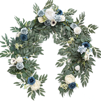 Guirlande de fleurs violettes personnalisée en mousse de soie, roses artificielles, lianes florales, chemins de table pour mariage, décoration extérieure