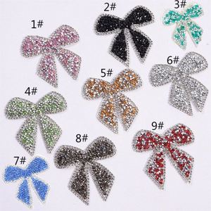 Nouvelles appliques en strass brillantes et colorées, à coller ou à repasser, en forme de nœud, pour la décoration des vêtements et des sacs - Product Image 1
