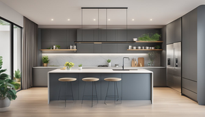 Ace Popular Modern Style <strong>Grey</strong> Kitchen Cabinet <strong>Cupboard</strong> With Island - Product Image 3