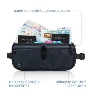 P.旅行颈部钱包旅行货币带家庭护照持有人收纳盒带射频识别阻挡