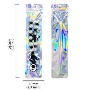 Sacs holographiques pour stylo à zip-lock en PVC, <span class=keywords><strong>emballage</strong></span> transparent de stockage de nourriture thermoscellable à l'arrière en feuille d'<span class=keywords><strong>aluminium</strong></span> - Product Image 5