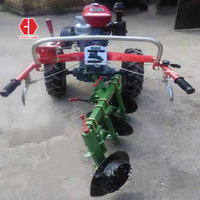 Tractor de Mano Diésel de 2 Ruedas y 24 hp, Tractor de Arrastre de 22 hp con Neumáticos y Cadenas con Arado para Agricultura