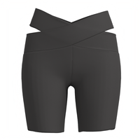 Shorts de cycliste décontractés pour femme, taille haute, coupe skinny, croisés, respirants, séchage rapide, extensibles, pour l'été et le yoga