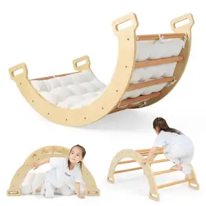 Popolare scaletta per bambini in legno massello 3 in 1 arco per bambini con cuscino morbido