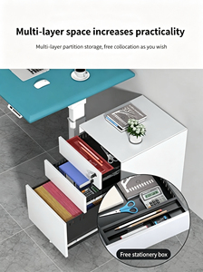 Meuble de classement <span class=keywords><strong>mobile</strong></span> à 3 tiroirs grande capacité sous le bureau avec barres de suspension réglables pour <span class=keywords><strong>dossiers</strong></span> A4/F4 - Product Image 4