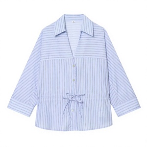 MYST&ZA Women's Vintage Striped Button Shirt with Bow Decoration 2026 Spring New Arrival 2157025 - Product Image 2