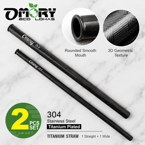 OMORY Premium Eco-friendly Black Titanium <b>Straw</b> Reusable <b>Drinking</b> <b>Straws</b> with Brush - Product Image 1