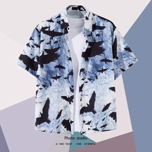 เสื้อเชิ้ตชายหาดฮาวายพิมพ์ลายดิจิทัลสำหรับผู้ชายเสื้อโพลีเอสเตอร์ดีไซน์ใหม่2025
