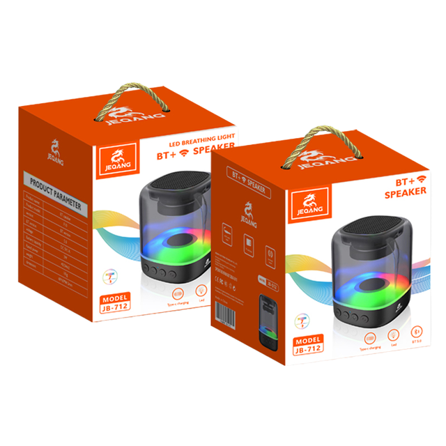 Jeqang JB-712 Portable Mini RGB LED Light Speaker True Wireless BT5.3 Indoor Outdoor Use USB AUX Charging TF Card Support