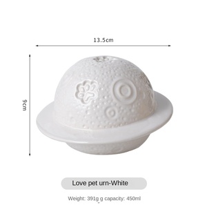 Moderne luxe ecologische handgemaakte keramische urn met gouden rand, bolvormig, voor huisdieren, kosmische sterrenhemel, bijpassende begrafenisaccessoire. - Product Image 6