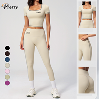 Nouveaux ensembles de vêtements de sport en gros pour femmes : leggings et soutiens-gorge de yoga color-block avec taille élastique en tissu doux pour la gym